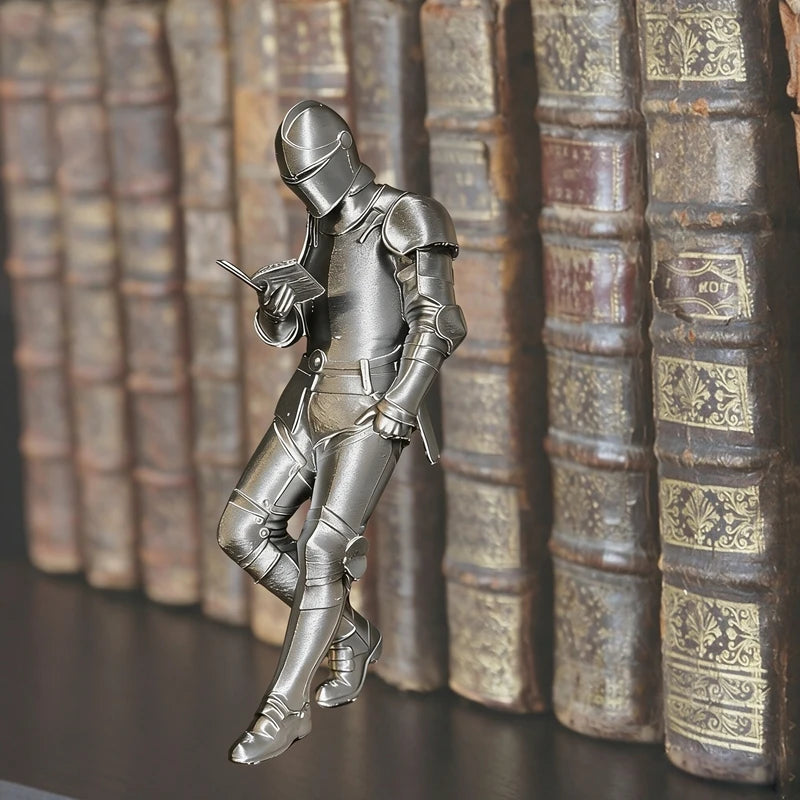 Off-Duty Knight — Medieval Reading Knight Bookshelf Figurine