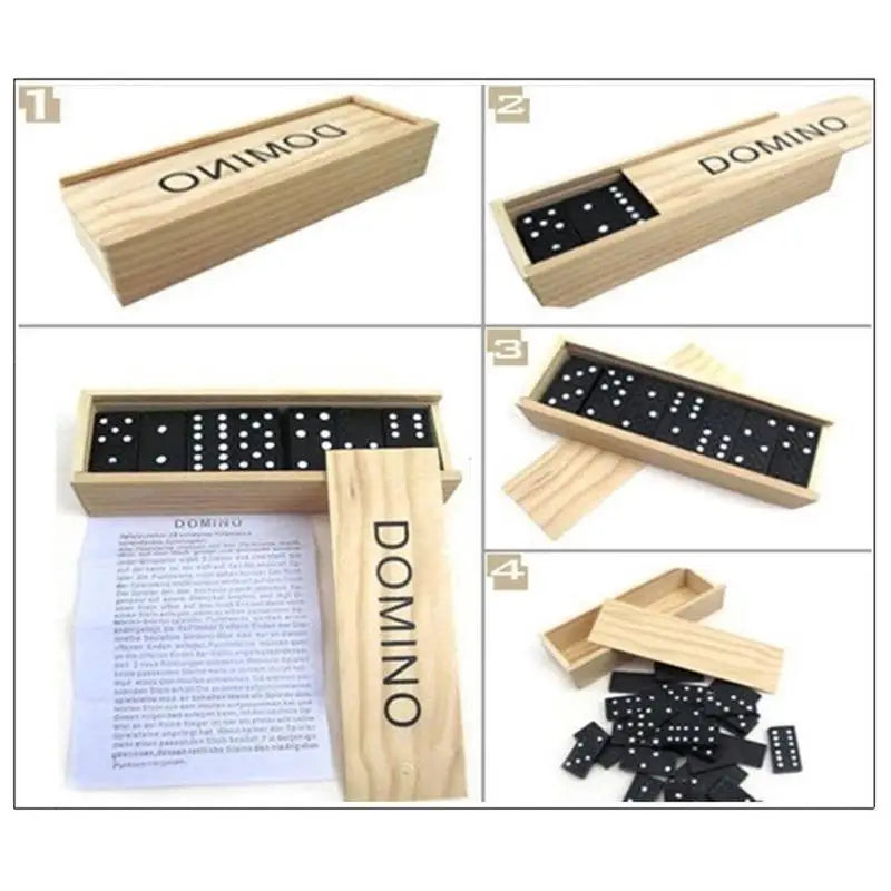 Double Six — Classic Black Dominoes Set in Wooden Box
