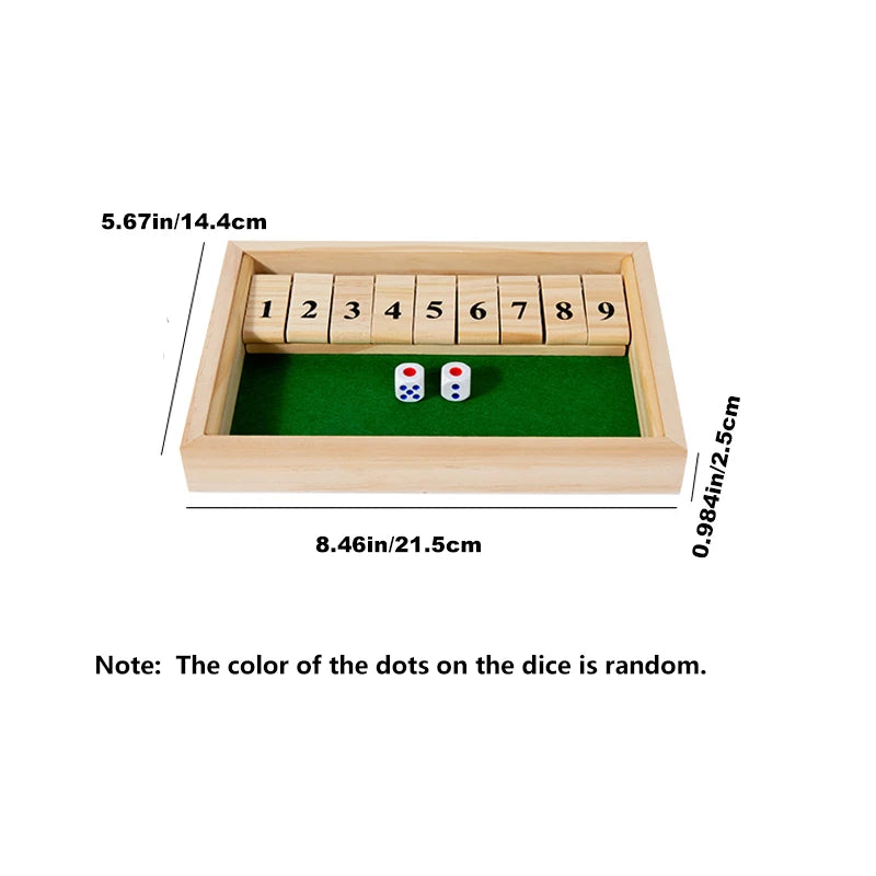 Shut the Box — Classic Wooden Dice Game (9 or 12 Numbers)