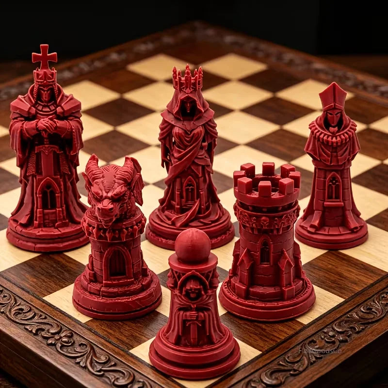 Gothic Kingdom — Medieval Fantasy Chess Pieces (16-Piece Set)