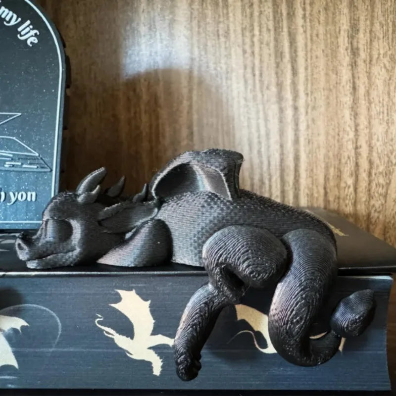 Sleeping Dragon Bookshelf Sitter — Edge-Perching Shelf Decoration
