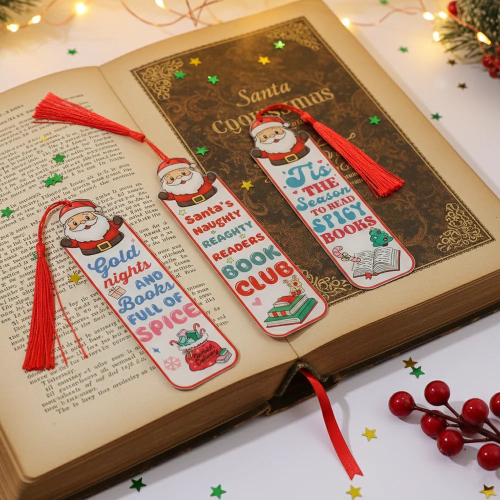 Christmas Acrylic Santa Bookmark, Festive Reading Accessory for Book Lovers | Holiday Gift for Women, Readers & Bookworms