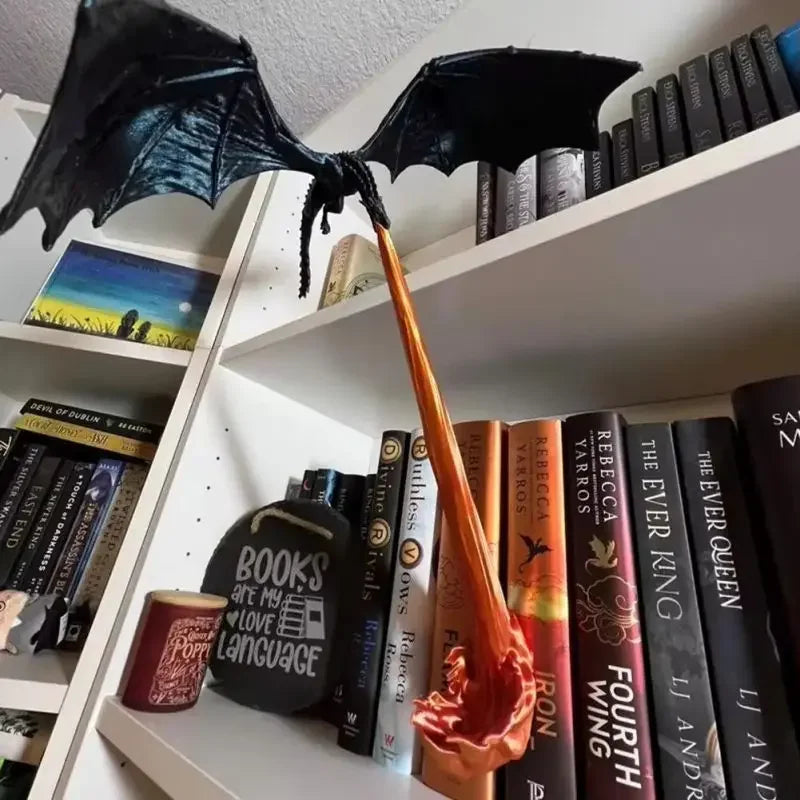 Dragon Flame Book Nook — Fire-Breathing Bookshelf Decoration
