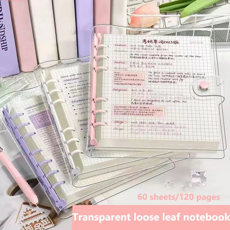 Transparent Loose-Leaf Notebook with Detachable Cover