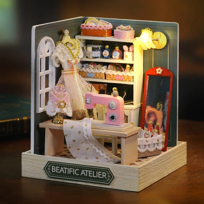 Mini DIY Wooden Dollhouse Room Kit