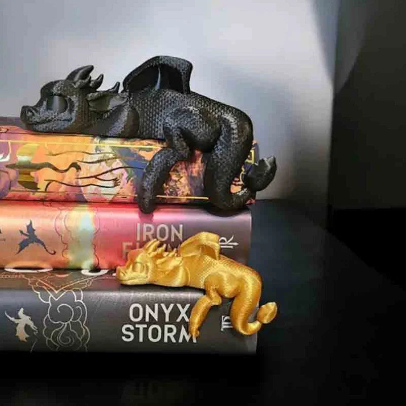 Sleeping Dragon Bookshelf Sitter — Edge-Perching Shelf Decoration