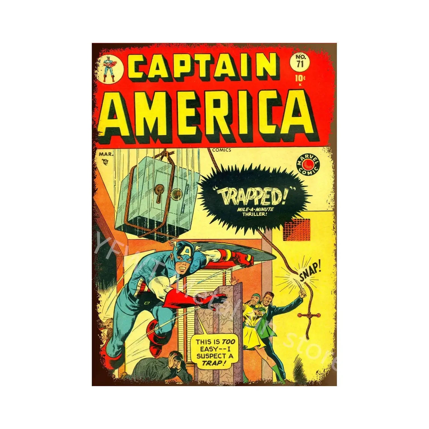 Vintage Comic-Style Metal Sign — Hulk/Captain America/Thor/Luke Cage/Iron Man