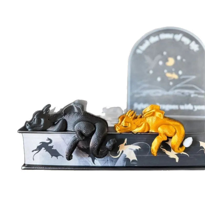 Sleeping Dragon Bookshelf Sitter — Edge-Perching Shelf Decoration