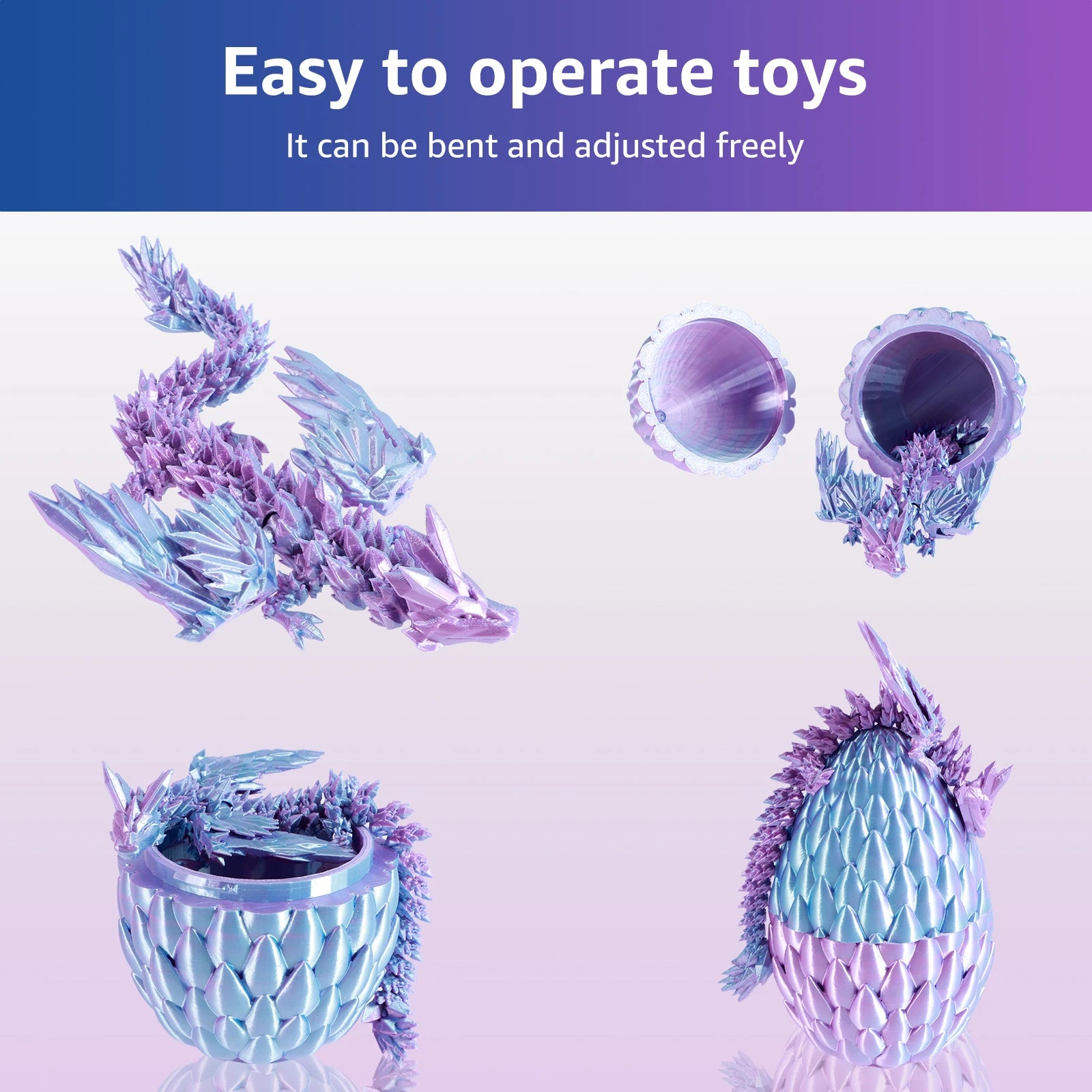 3D Printed Articulated Dragon with Egg — Colorful Collectible Figure