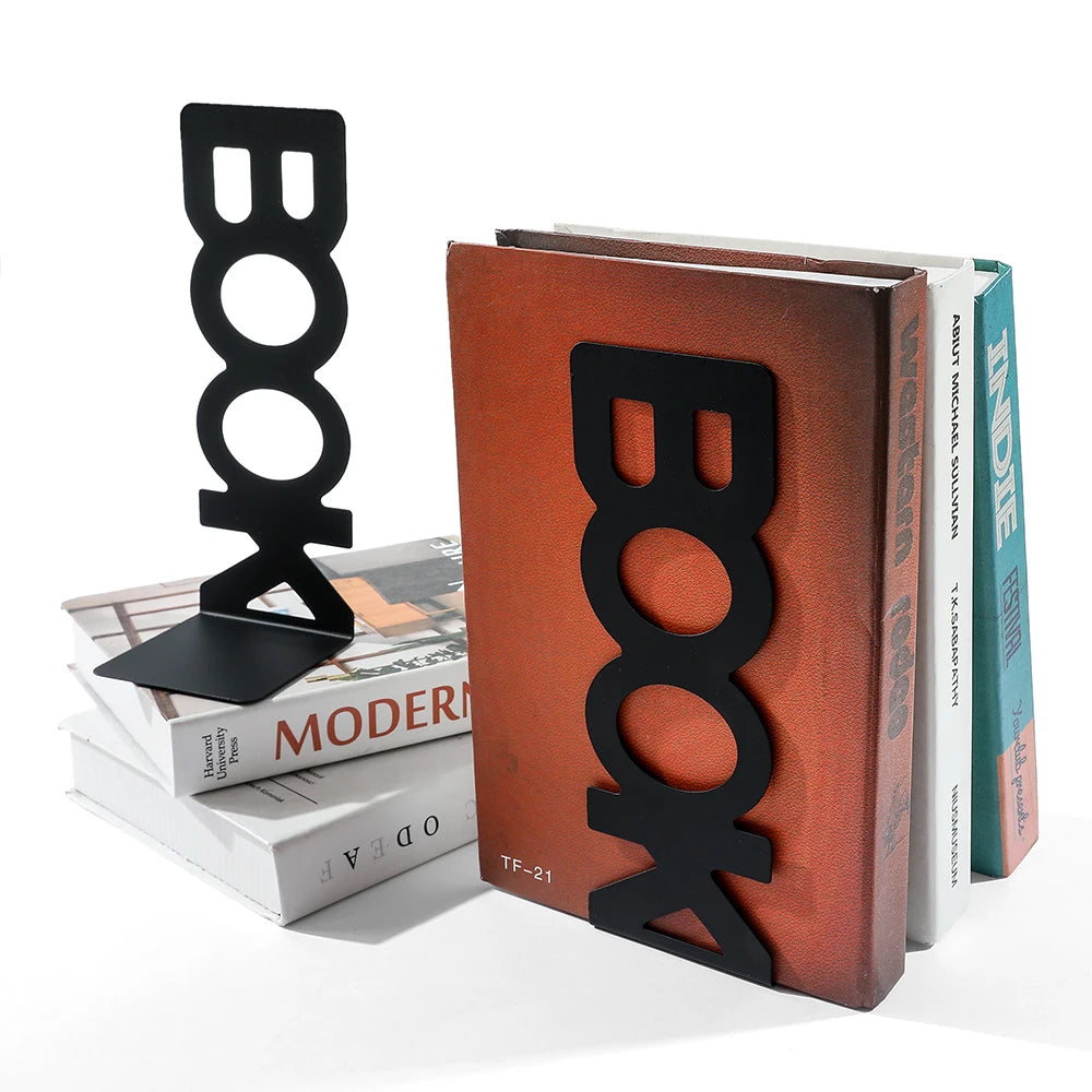 "BOOK" Letter Metal Bookends