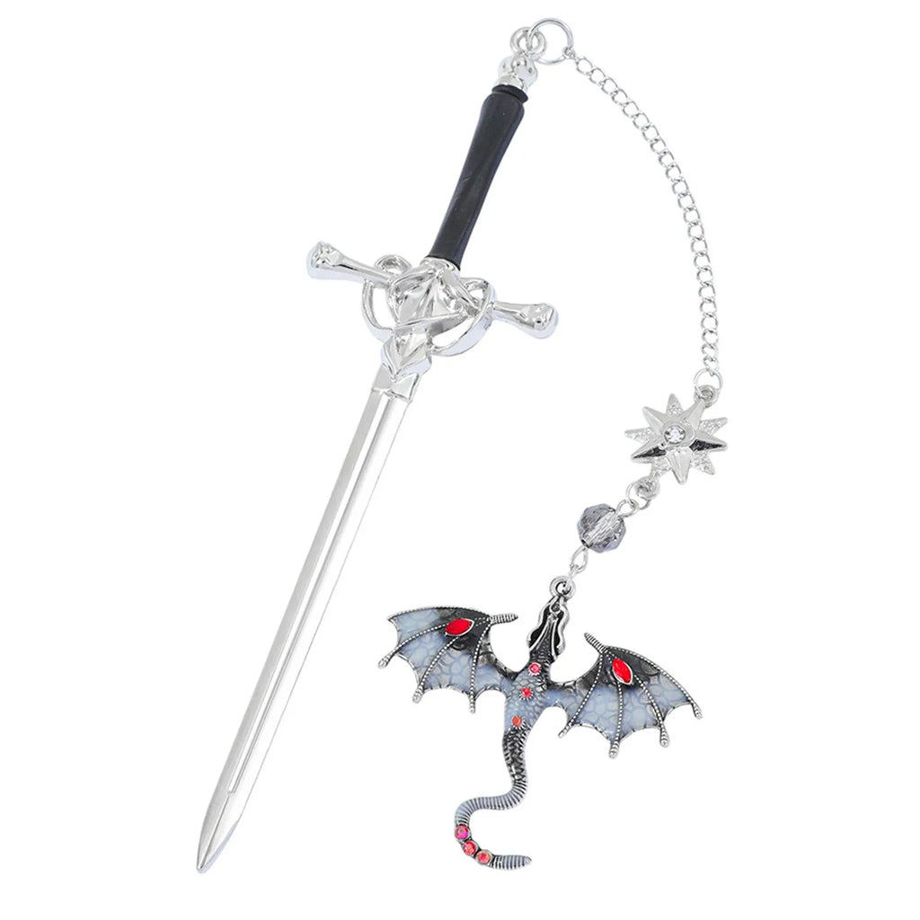 Dragon Sword Metal Bookmark — Exquisite Gemstone Accents