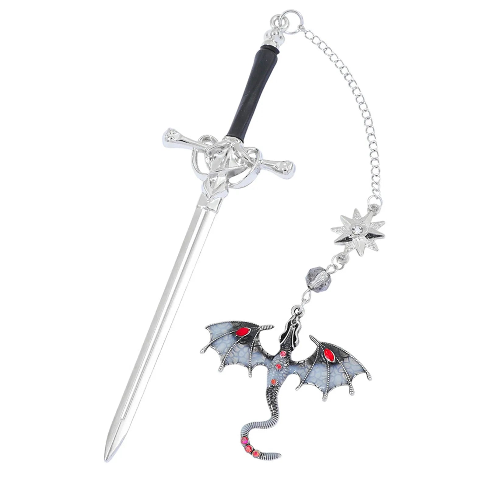 Dragon Sword Metal Bookmark — Exquisite Gemstone Accents