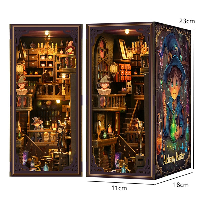 DIY Book Nook Kit — 3D Wooden Miniature Puzzle Bookend Scene (Various Designs)