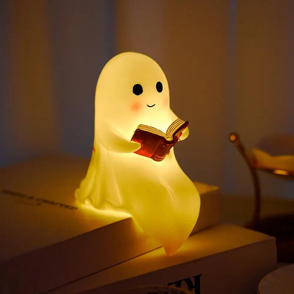 Cute Reading Ghost Night Light — Bookish Halloween Glow