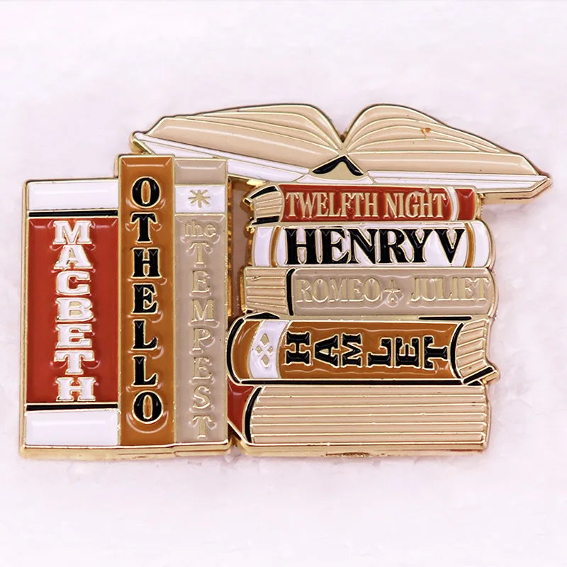 Shakespeare Stack Enamel Pin — Macbeth, Othello, The Tempest & More