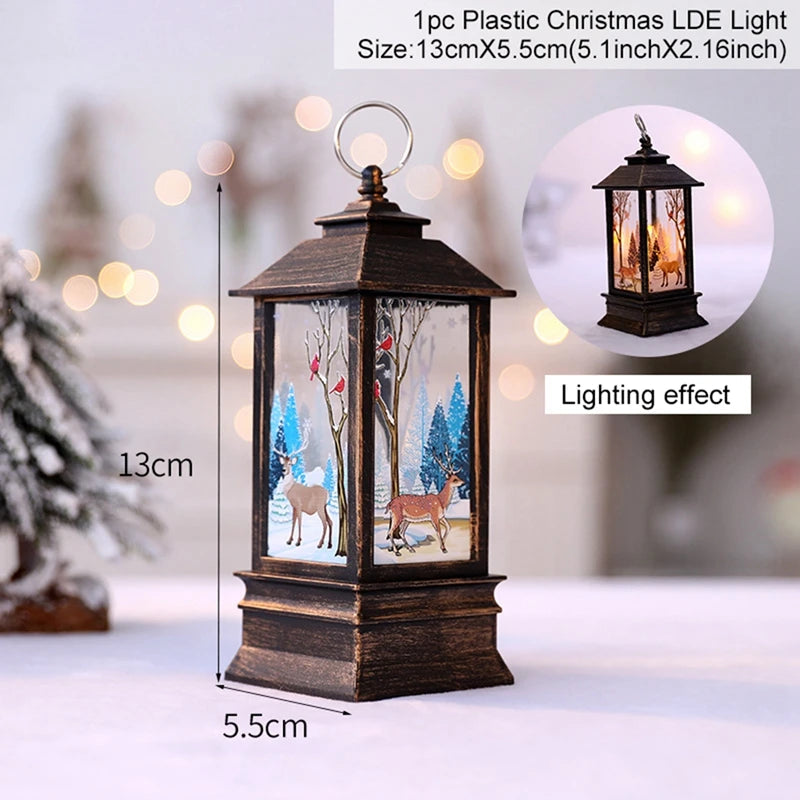 Christmas Lantern Lights – Festive Tabletop Lamps with Christmas Scenes (Red, White, or Antique)