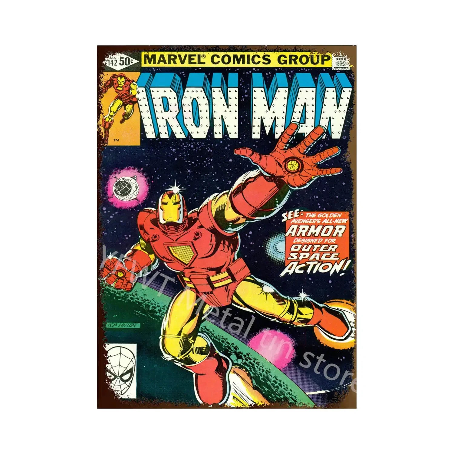 Vintage Comic-Style Metal Sign — Hulk/Captain America/Thor/Luke Cage/Iron Man