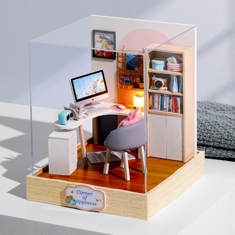 Mini DIY Wooden Dollhouse Room Kit