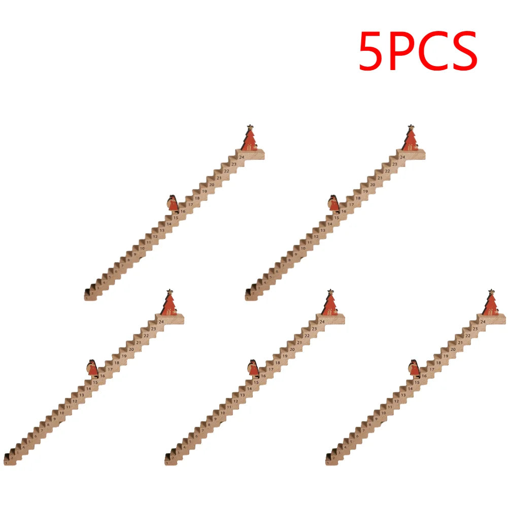 Wooden Santa Climbing Stairs Advent Calendar, Christmas Countdown Decoration | Festive Tabletop Ornament & Holiday Gift