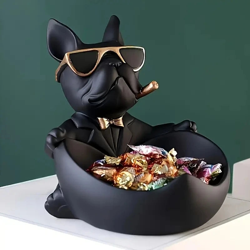 The Boss Bulldog — Cool Dog Statue with Storage Bowl