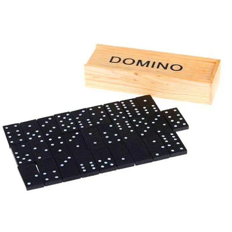 Double Six — Classic Black Dominoes Set in Wooden Box