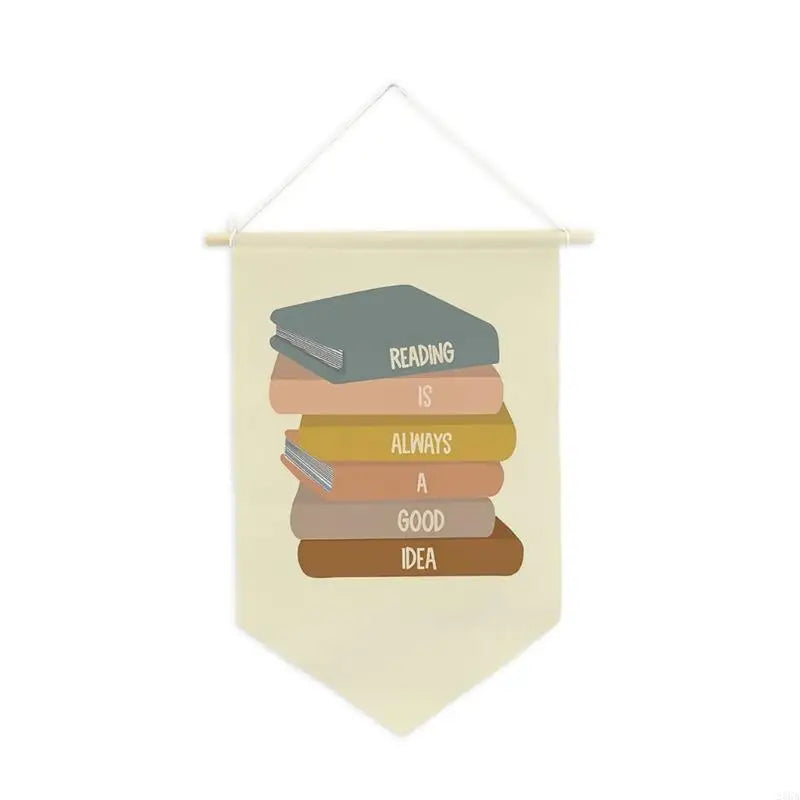Inspirational Reading Quote Pennant — Fabric Wall Banner (45 × 30 cm)
