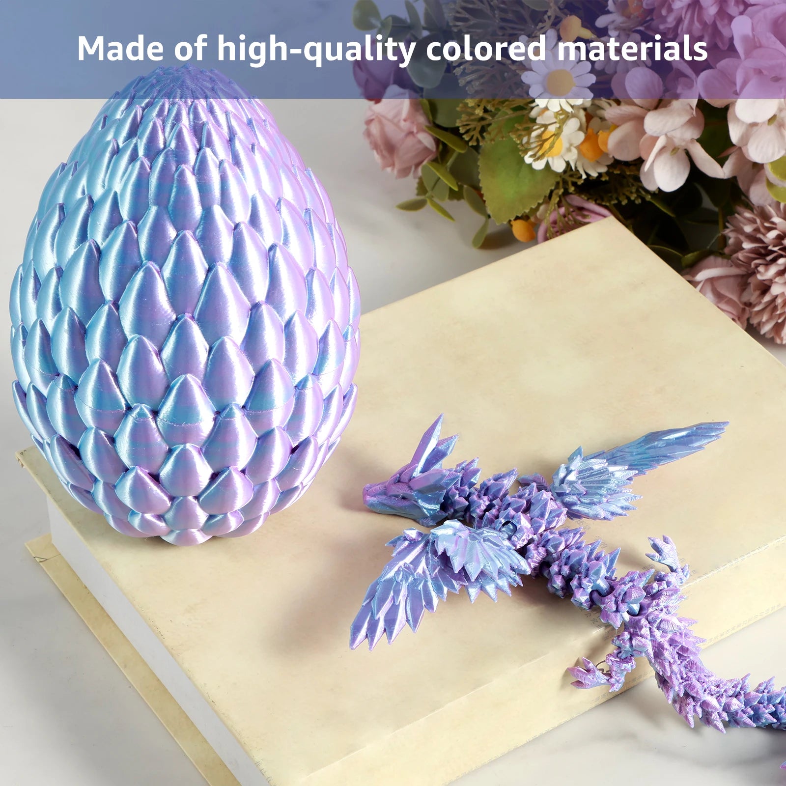 3D Printed Articulated Dragon with Egg — Colorful Collectible Figure