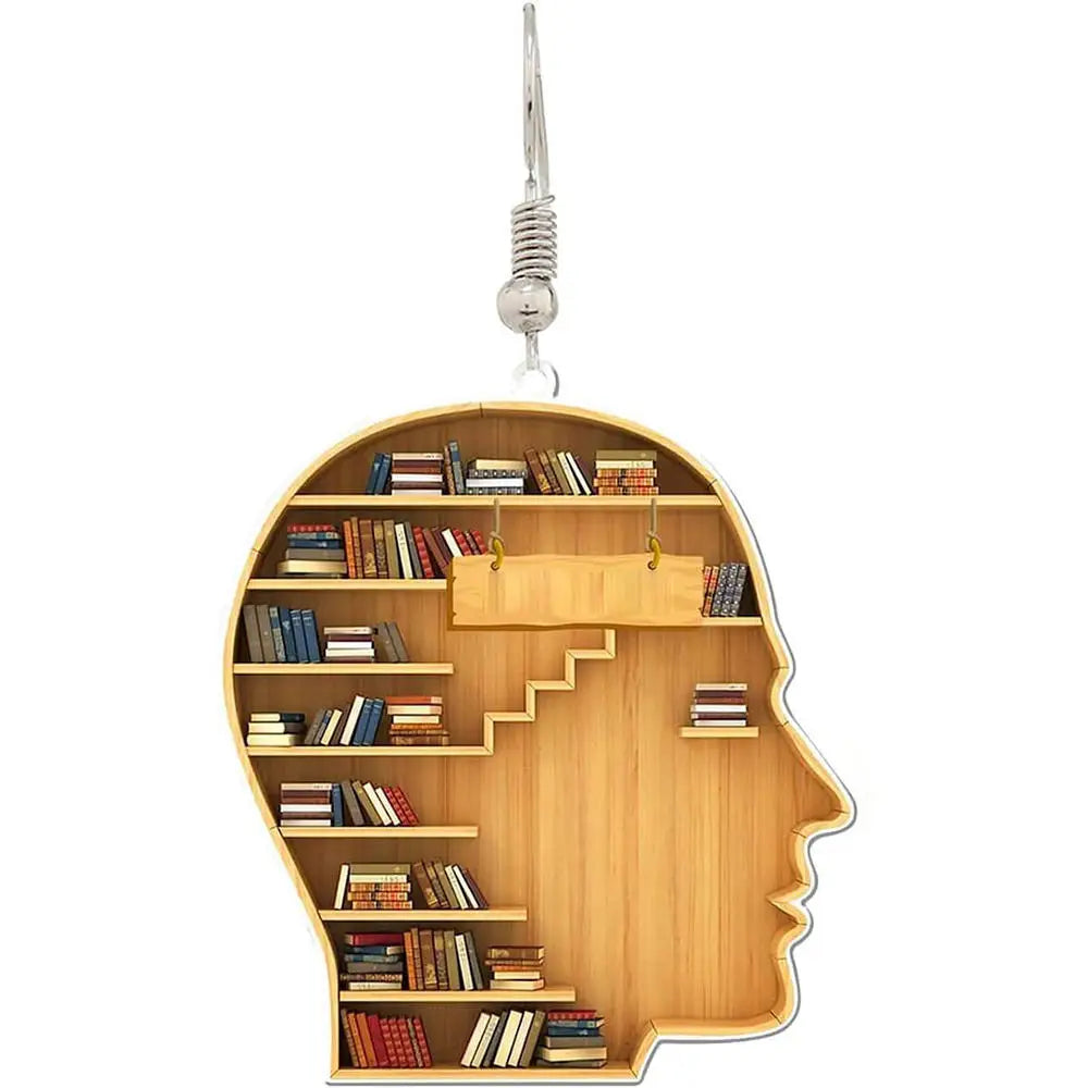 Book Lover Christmas Tree Decorations, Acrylic Hanging Ornaments in Bookstore, Shelf & Library Designs