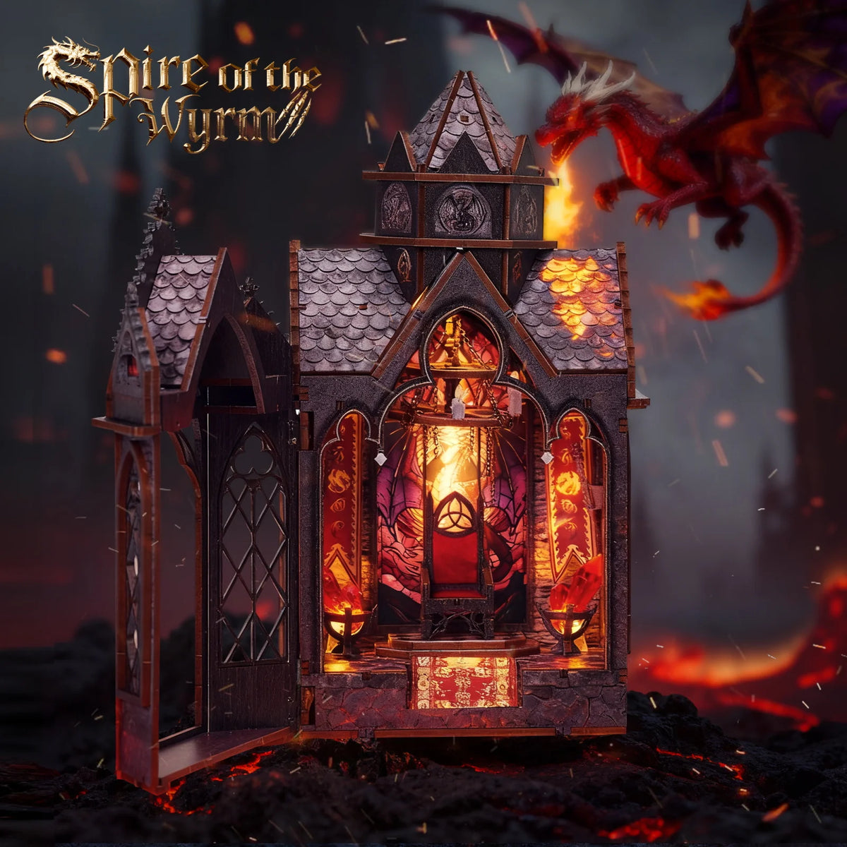 Dragon's Habitat Tower — DIY Wooden Fantasy Miniature Building Kit