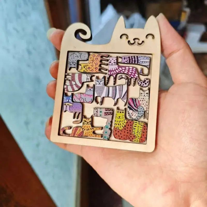 Colourful Cat Wooden Logic Puzzle