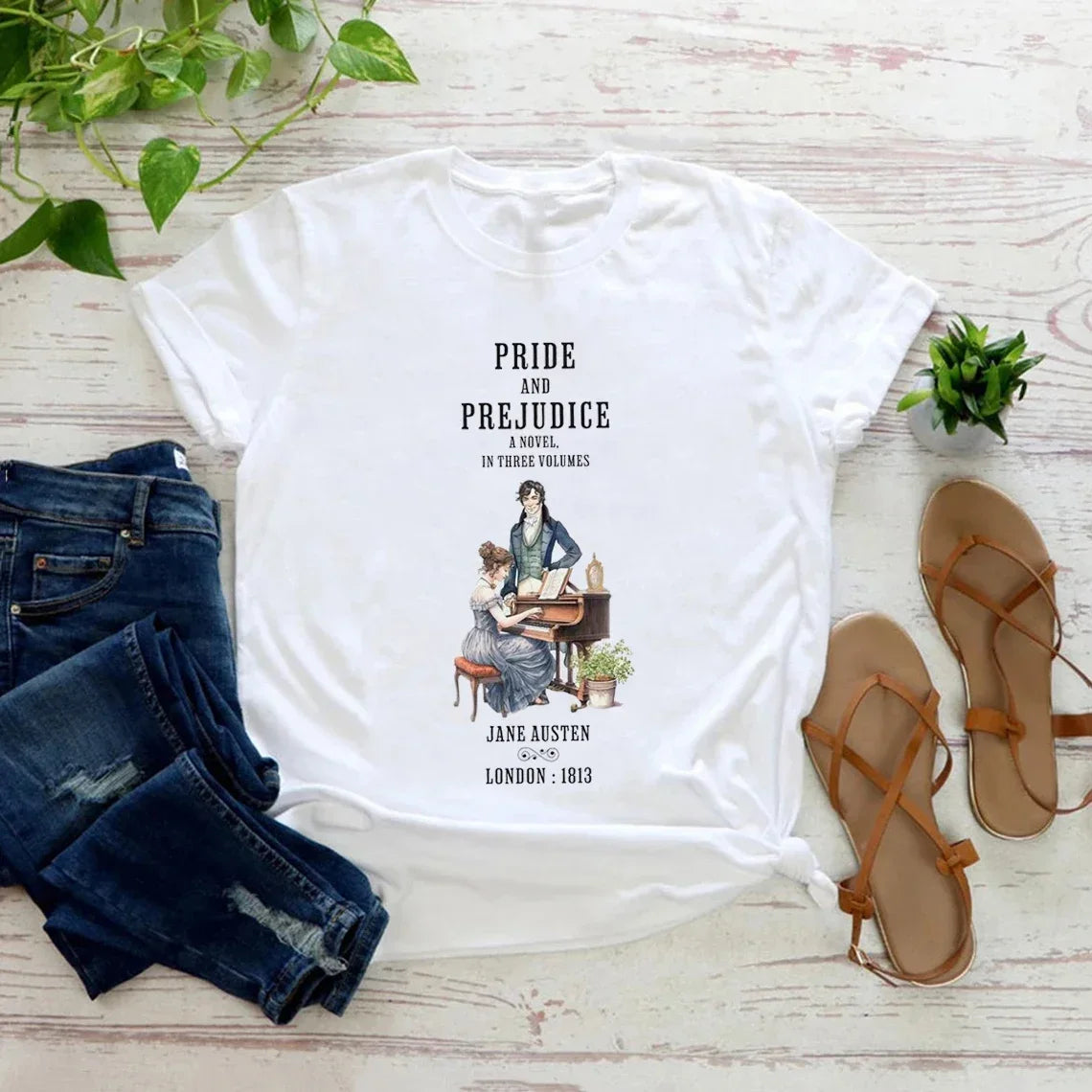 Pride and Prejudice T-Shirt — Mr Darcy & Lizzy Literary Tee | Jane Austen Fan Art | Bookish Gift for Readers and Book Club Members