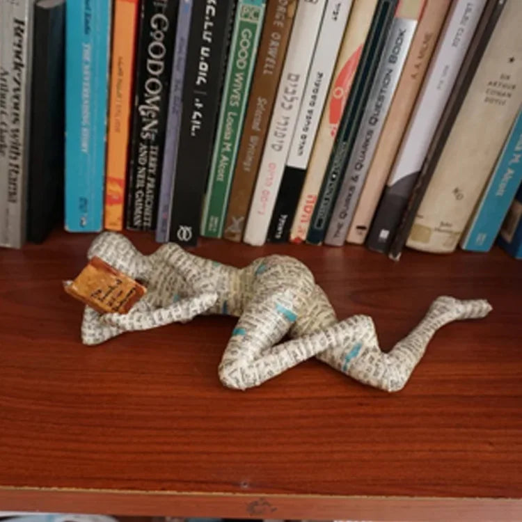 “Paper Muse” Reading Woman Figurines — Bookish Shelf Décor (Resin)