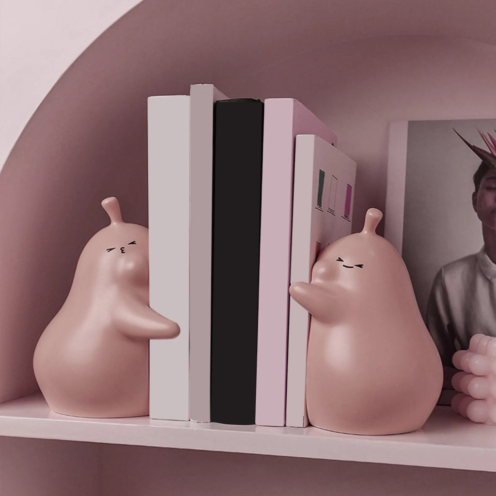 Resin Rabbit Hugging Bookends — Adorable Shelf Companions