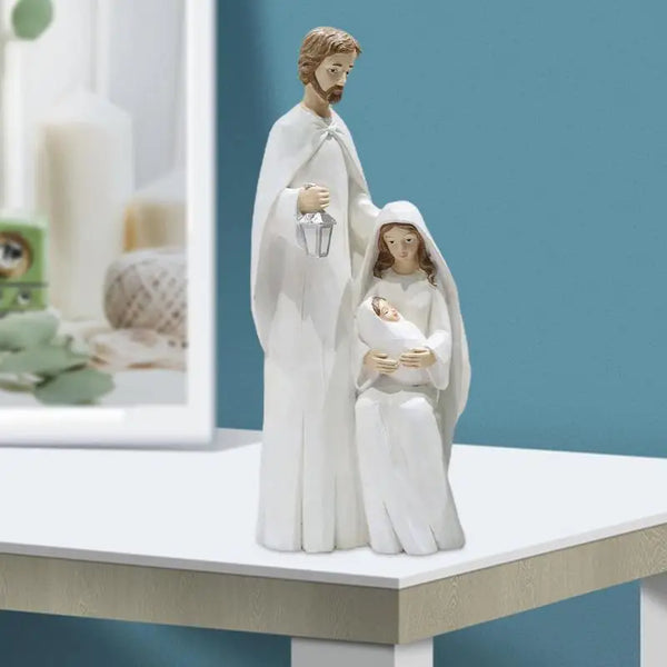 Wooden Holy Family Nativity Figurine. Handcrafted Christmas Religious Decor | Jesus, Mary & Joseph Statue for Home or Gift