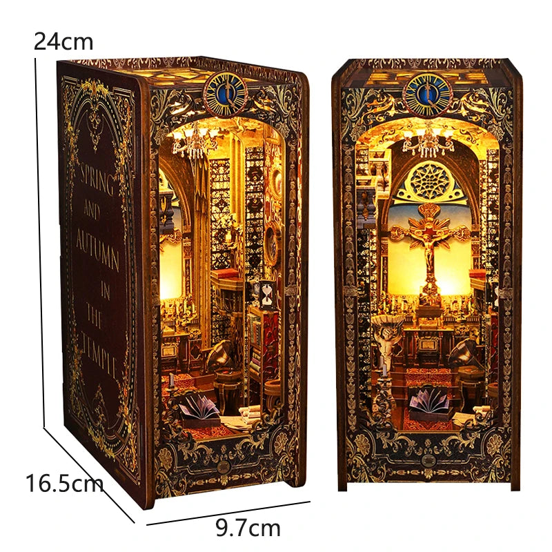 DIY Book Nook Kit — 3D Wooden Miniature Puzzle Bookend Scene (Various Designs)