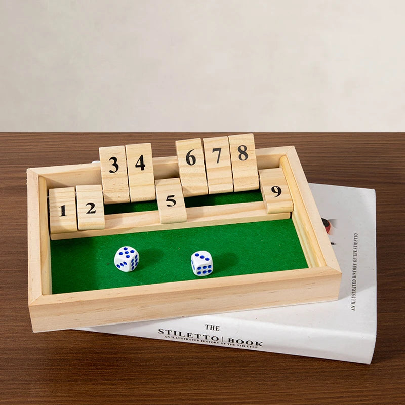 Shut the Box — Classic Wooden Dice Game (9 or 12 Numbers)