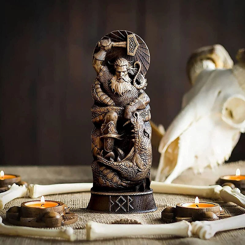Norse Gods Statues — Odin, Thor, Loki & Freya Viking Mythology Sculptures