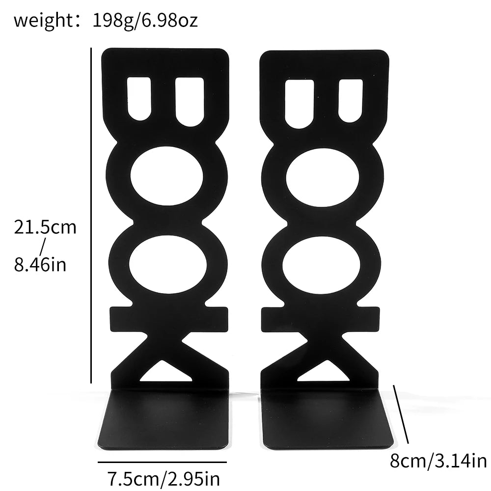 "BOOK" Letter Metal Bookends