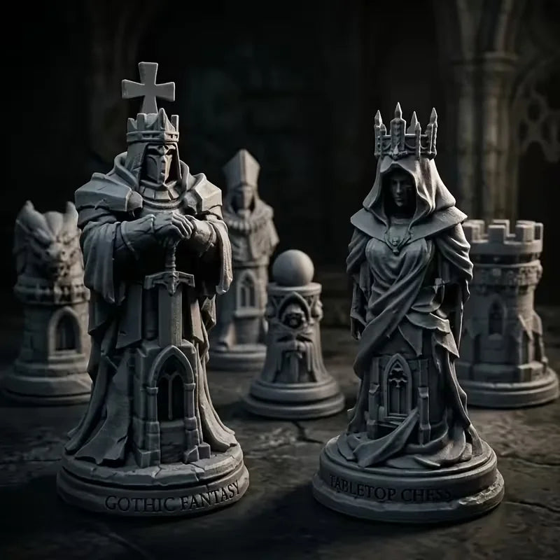 Gothic Kingdom — Medieval Fantasy Chess Pieces (16-Piece Set)