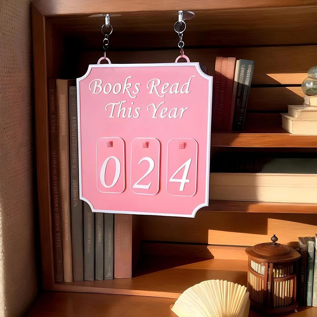 “Books Read This Year” Hanging Shelf Sign — Reading Tracker Decoration