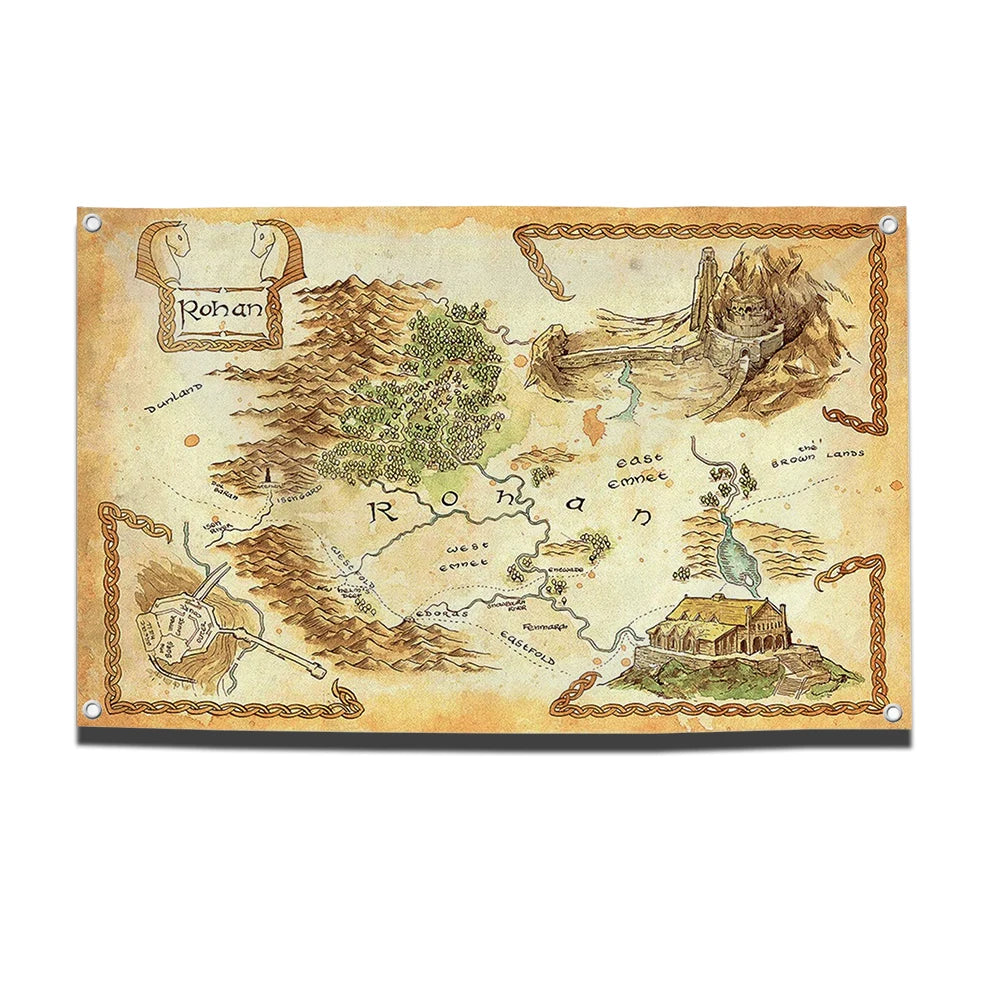 Map of Middle-earth Flag - The Lord of the Rings Wall or Garden Banner | Outdoor & Room Décor for Fantasy Fans