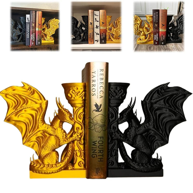 Dragon Wing Bookends — In Gold or Black Fantasy