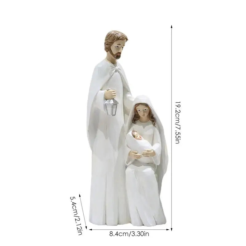 Wooden Holy Family Nativity Figurine. Handcrafted Christmas Religious Decor | Jesus, Mary & Joseph Statue for Home or Gift