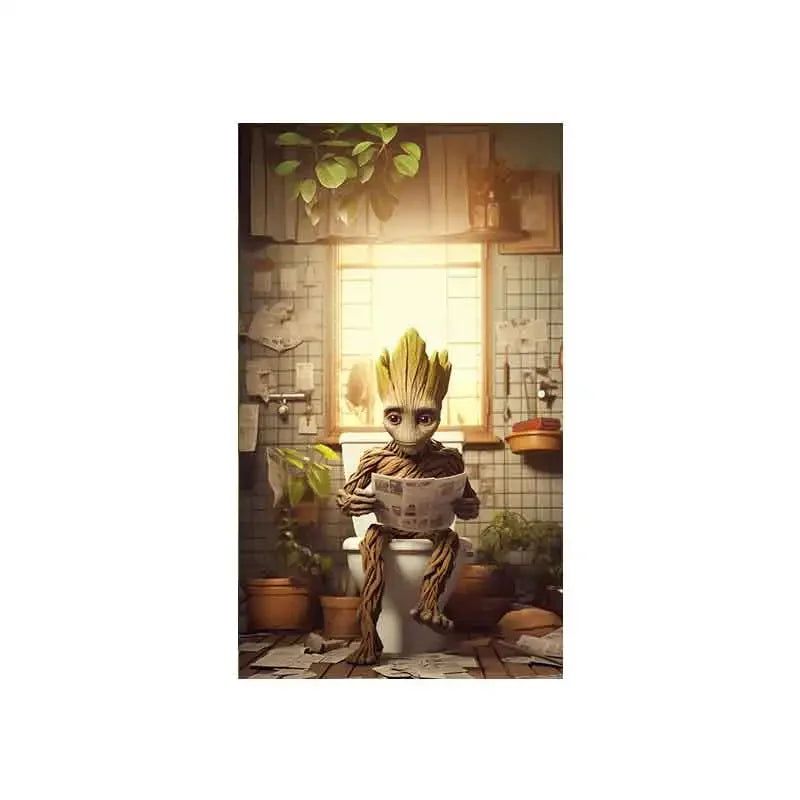 Superhero Bathroom Reading Poster — Humorous Canvas Wall Art