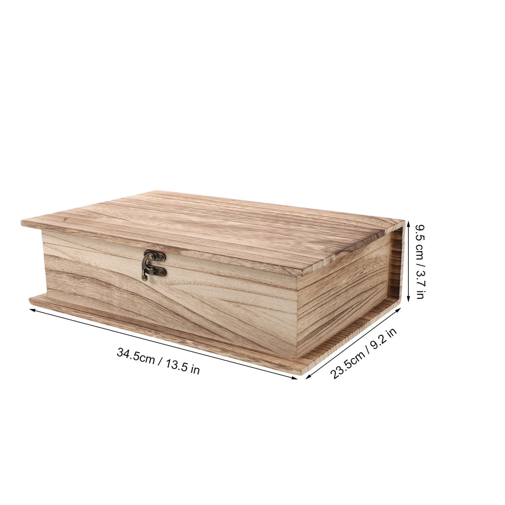 Wooden “Book” Keepsake Box — Hinged Lid, Clasp Lock (Large)