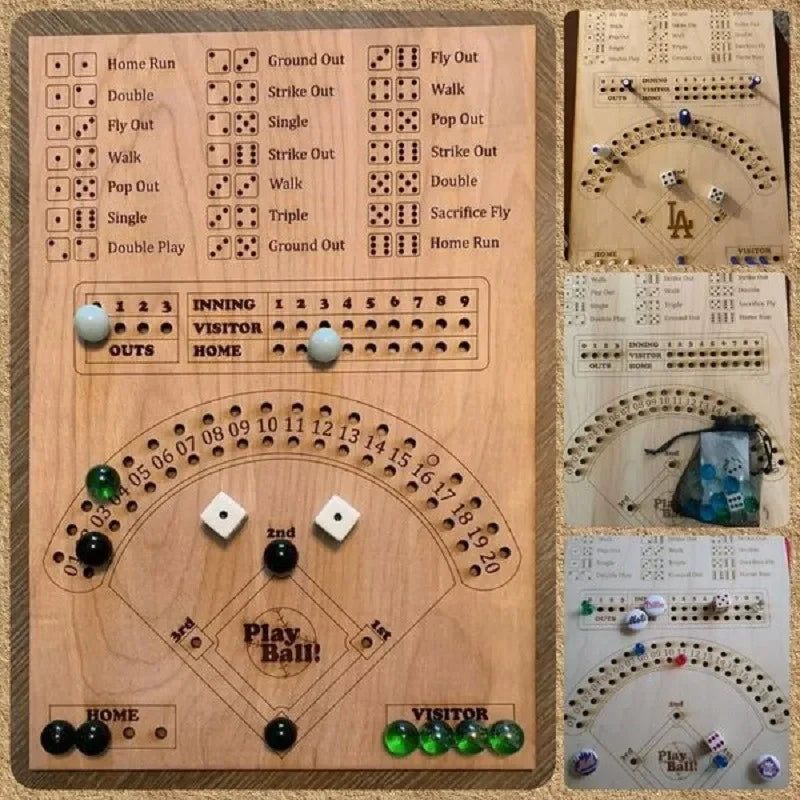 Take Me Out to the Ball Game — Wooden Baseball Dice & Marble Game