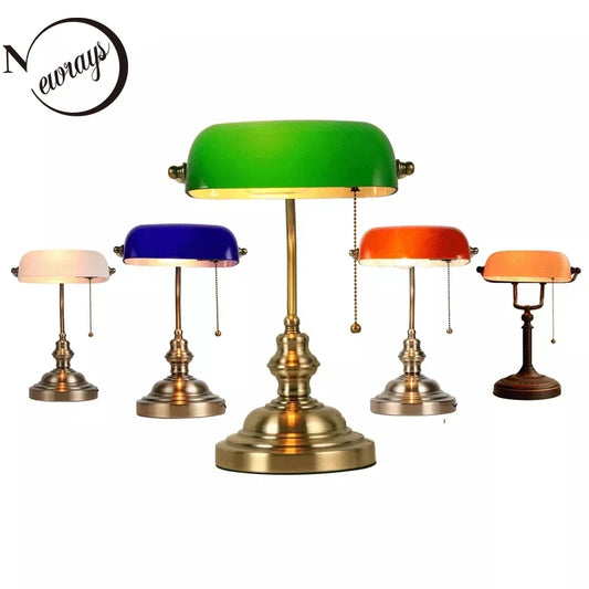 Classic Banker’s Desk Lamp — Retro Glass Library Light