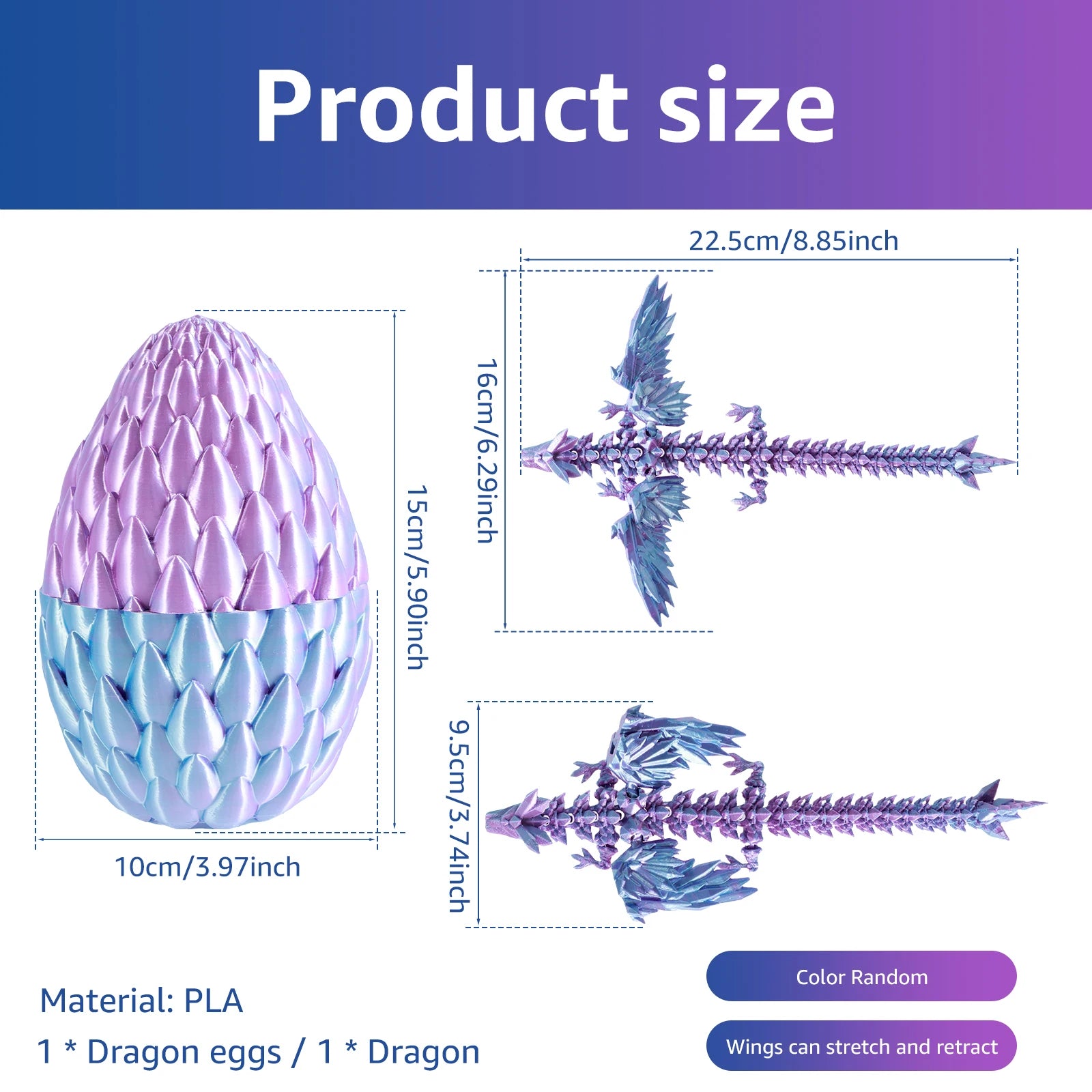 3D Printed Articulated Dragon with Egg — Colorful Collectible Figure