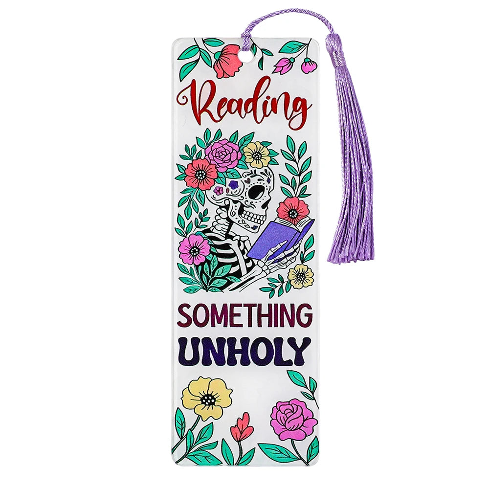 Halloween Ghost Acrylic Bookmark — Tassel Charm Page Marker