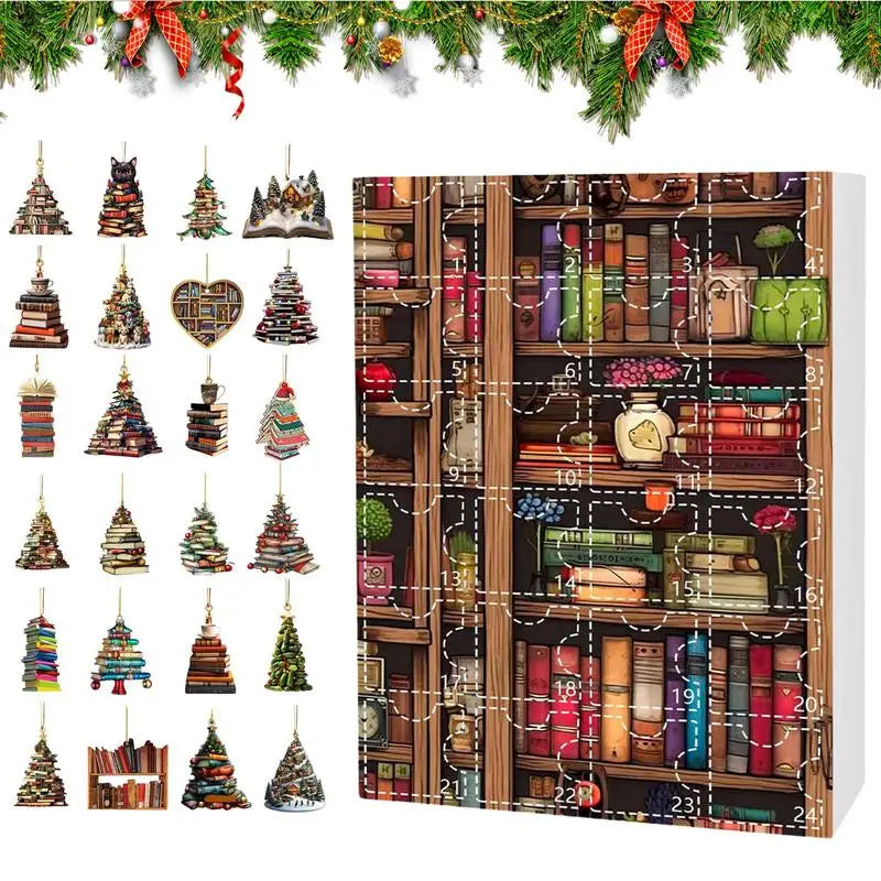 Book Lover Advent Calendar – 24 Acrylic Mini Ornaments for Christmas Countdown